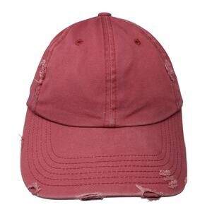 District Threads Baseball Cap Red One Size Adjustable Distressed Blank